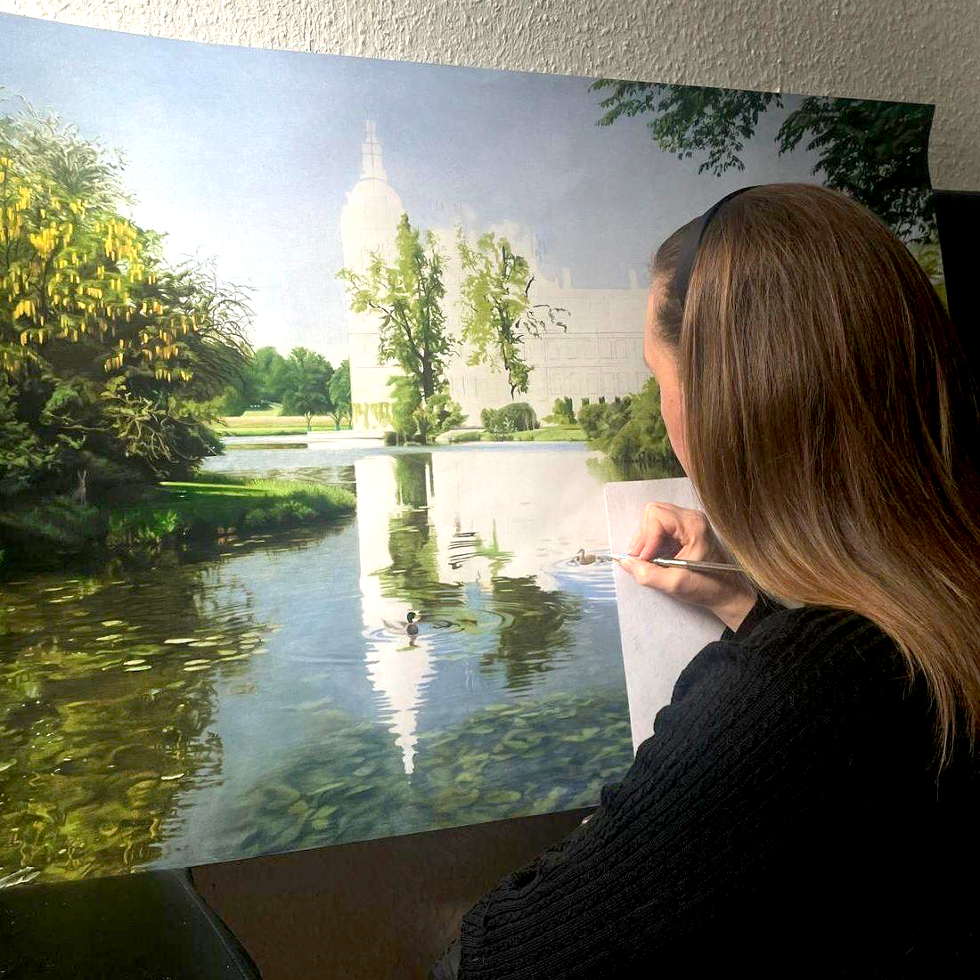 Gemälde Fürst Pückler Park mit Blick auf das Schloss in Bad Muskau Künstlerin Melanie Tietjen