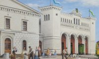 Minigemälde Nr 11 Bayerischer Bahnhof in Leipzig 1844 - fertiggestellt im Mai 2021 von Melanie Tietjen ©MelanTie