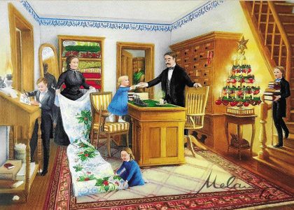 Minigemälde Nr 16 - Kontor zur Weihnachtszeit im Jahr 1851 von Melanie Tietjen ©MelanTie