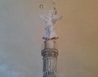 ©MelanTie Siegessäule Berlin Bleistiftzeichnung mit Farbakzent in Acryl 13